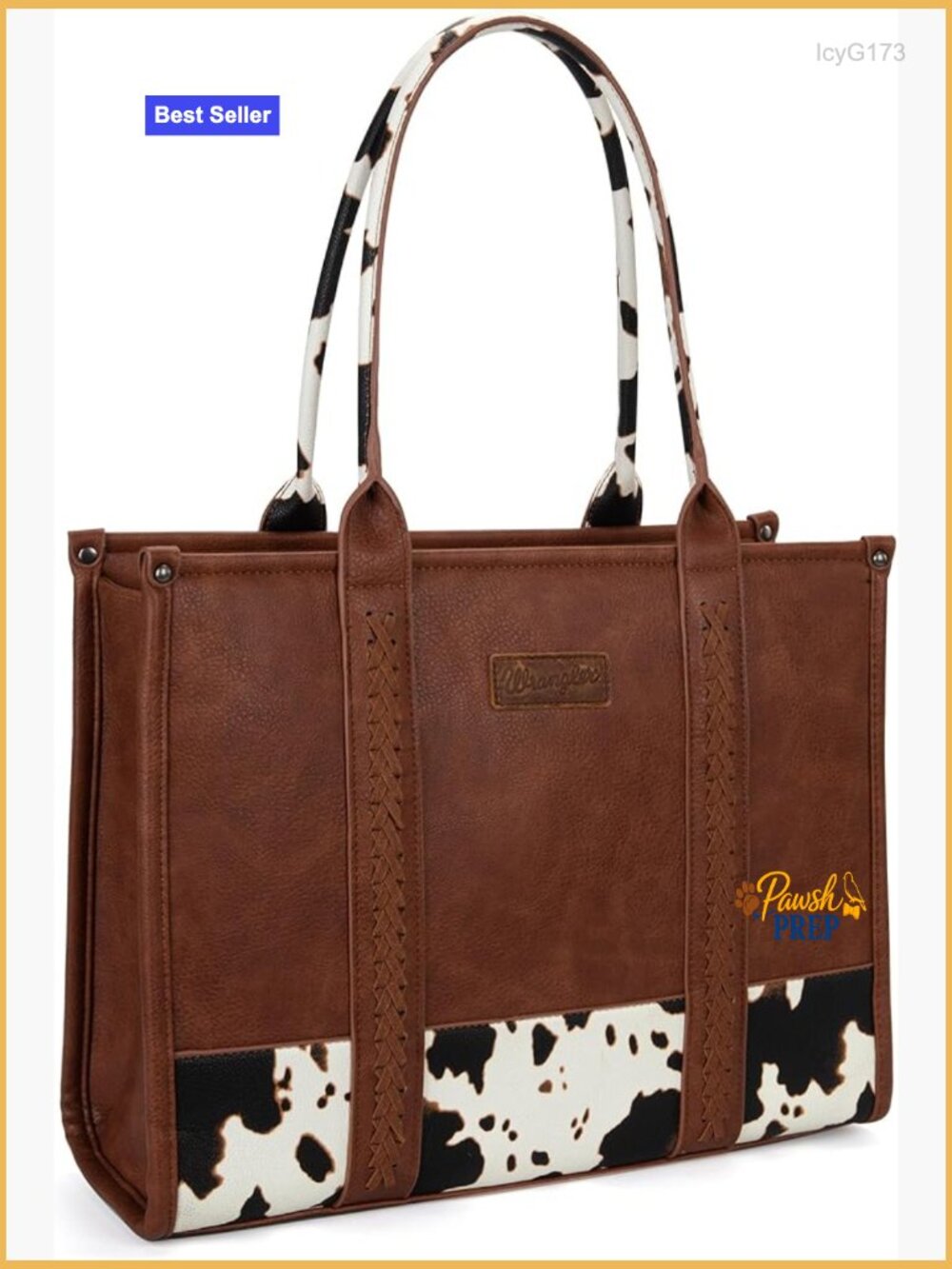 Large Western Cow Print Tote Bag Faux Leather Satchel